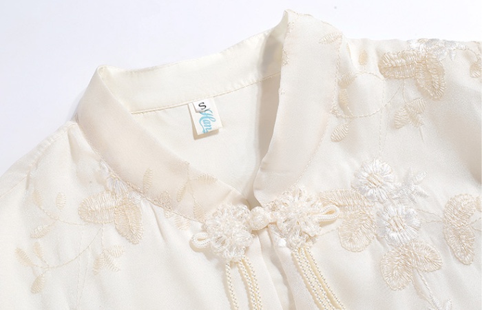 Embroidery summer shirt short sleeve tops for women