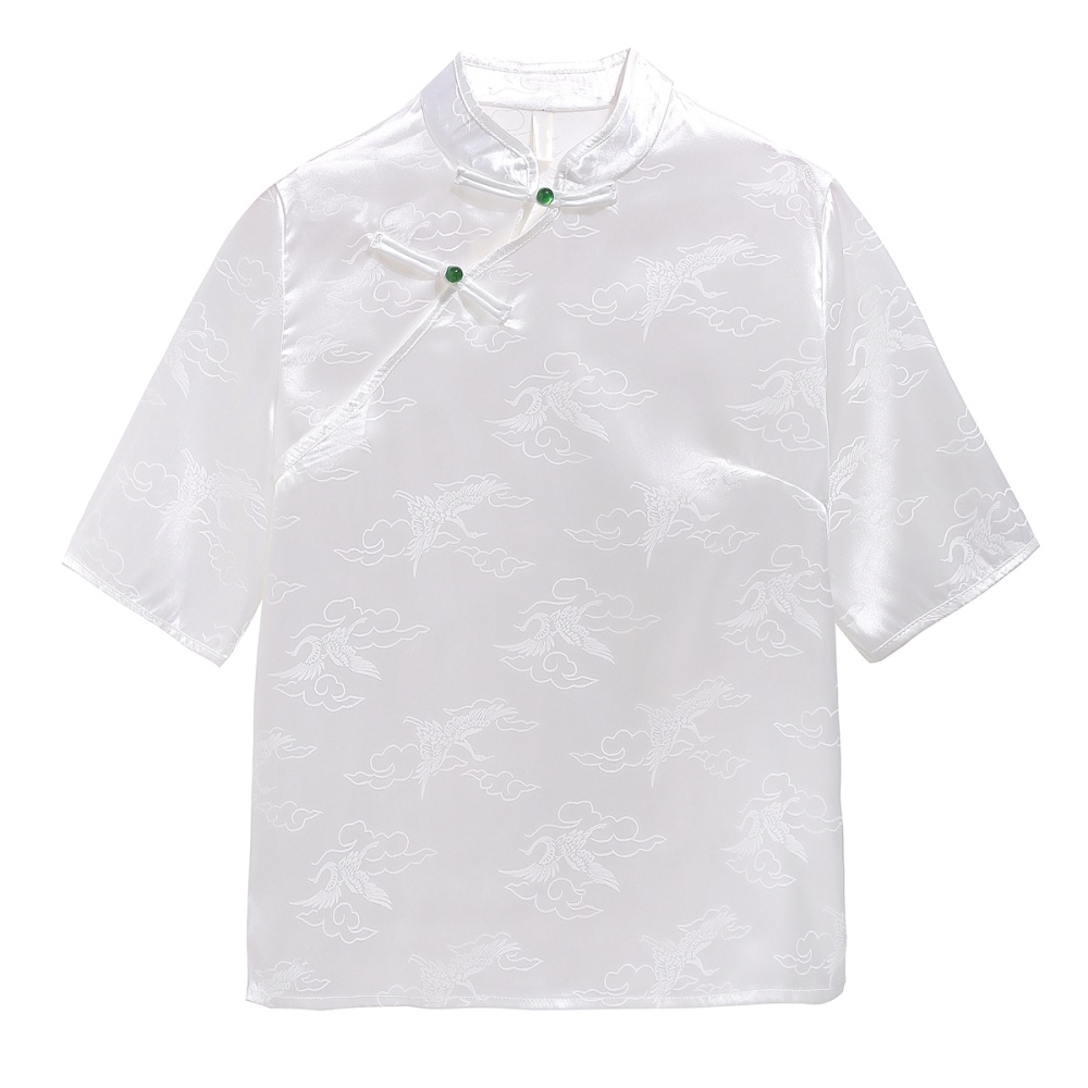 Summer retro shirt white short sleeve tops for women