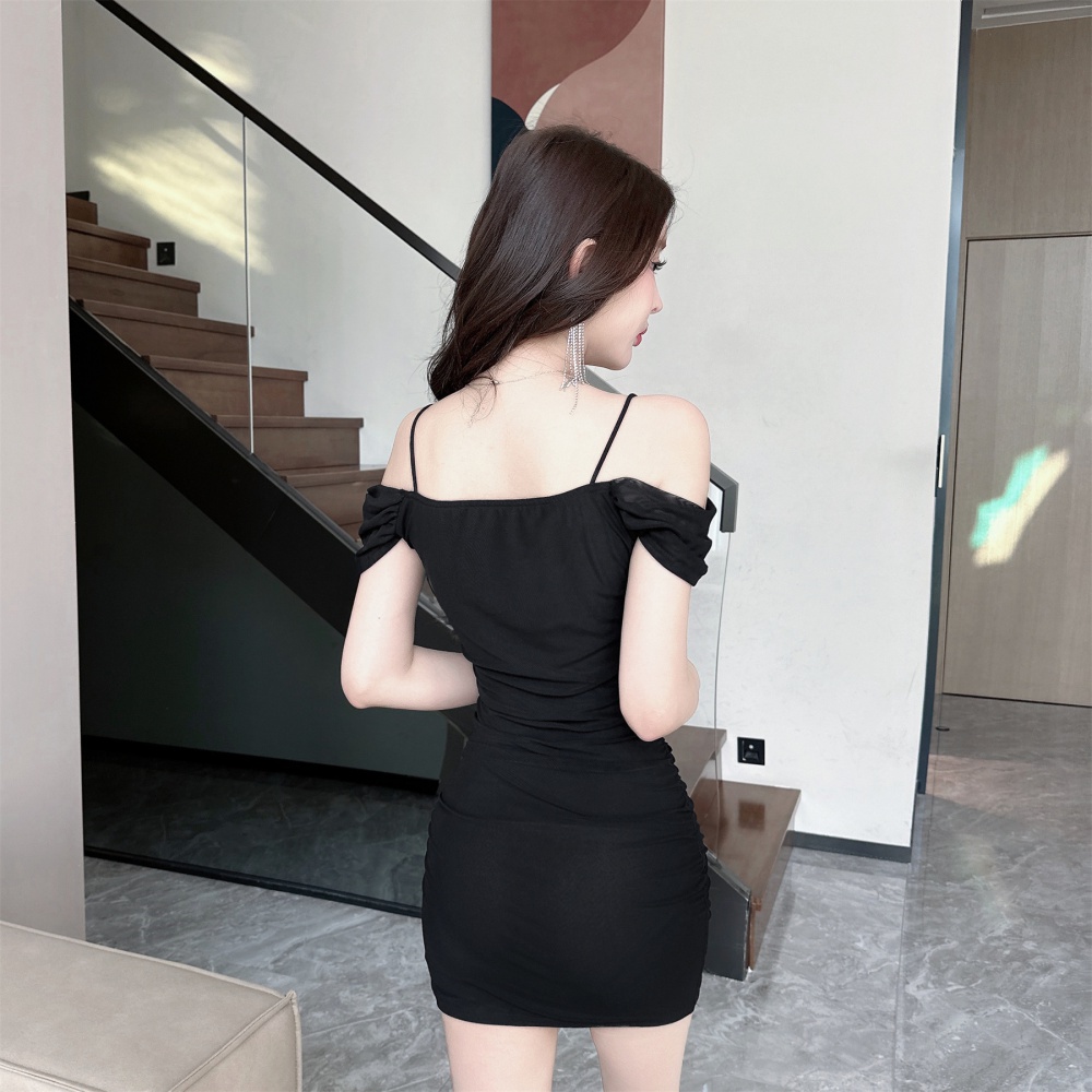 Slim sling temperament gauze bottoming sexy package hip dress