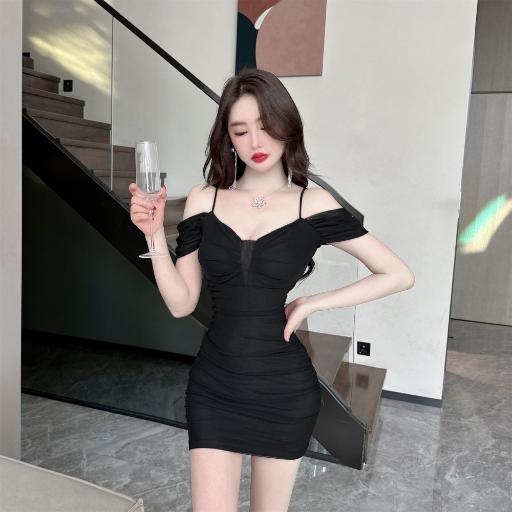 Slim sling temperament gauze bottoming sexy package hip dress