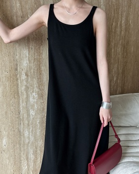 Sleeveless loose vest minimalist U-neck dress for women