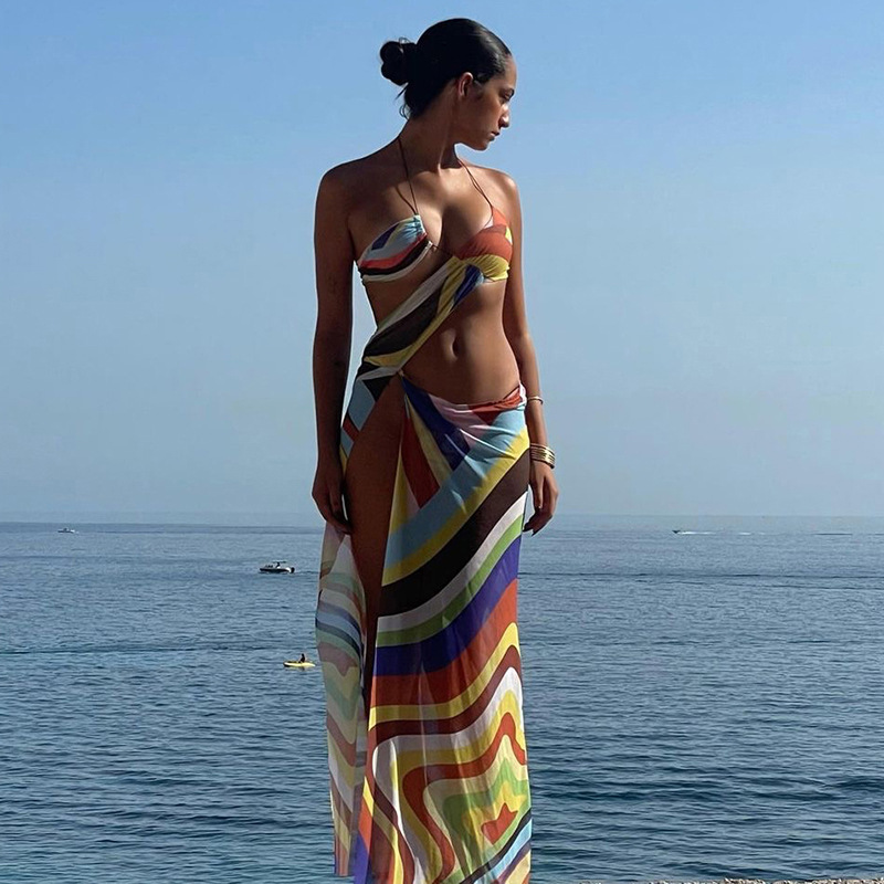 Split sling European style navel sexy dress for women
