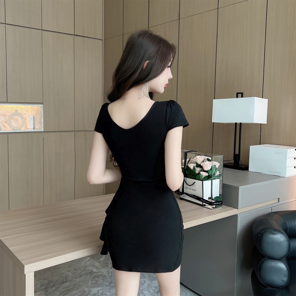 Package hip slim elegant V-neck Korean style bottoming dress