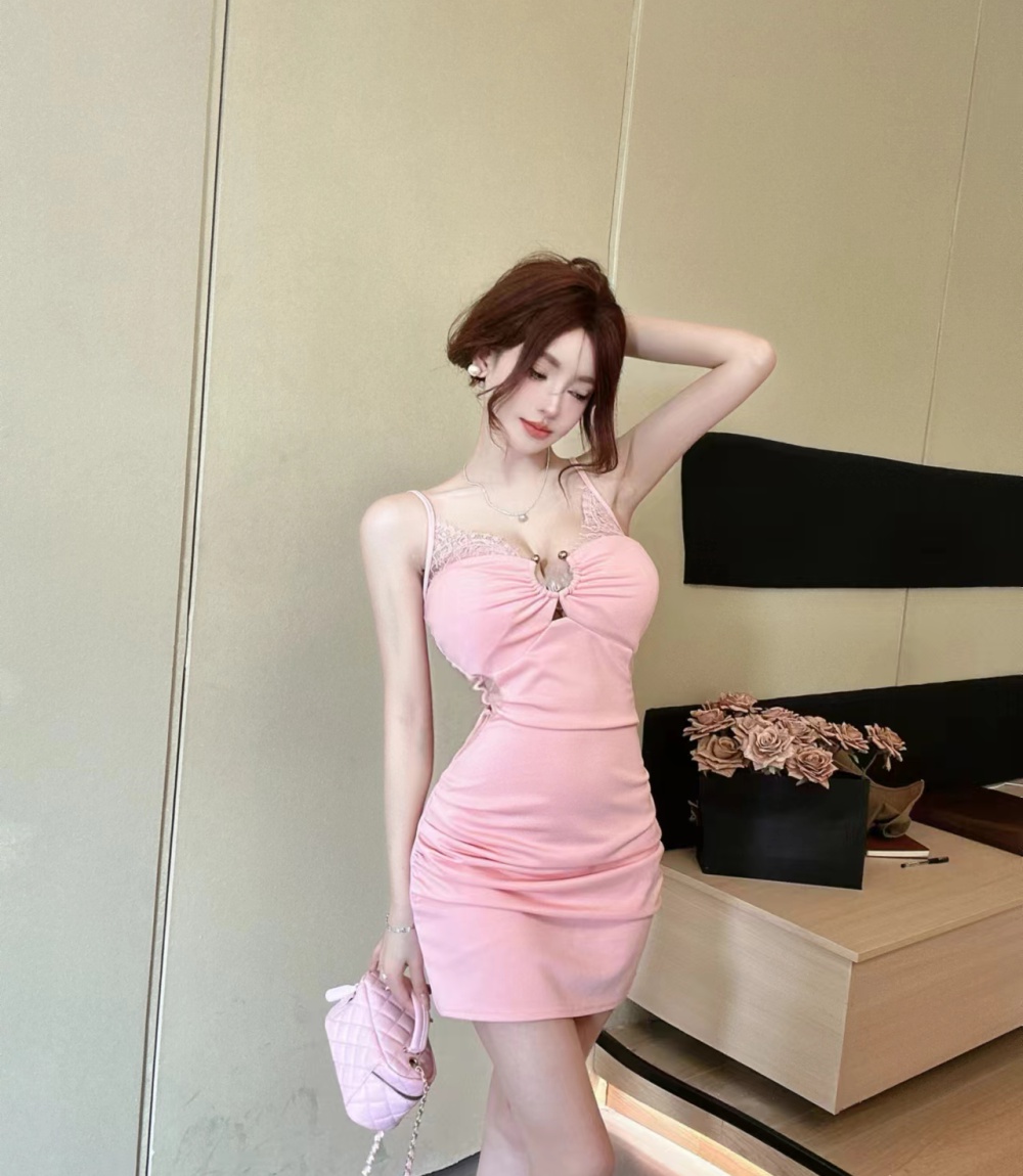 Summer enticement sling low-cut sexy package hip dress