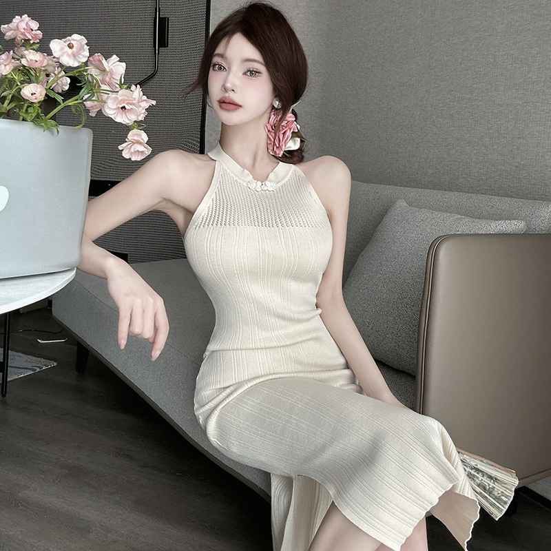 Temperament knitted dress Chinese style long dress