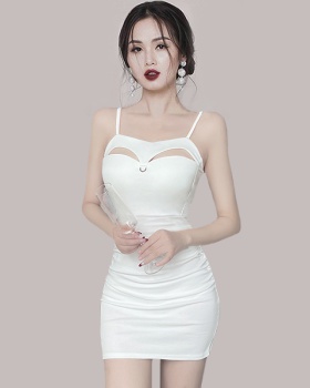 Sexy hollow spicegirl vest short niche dress for women