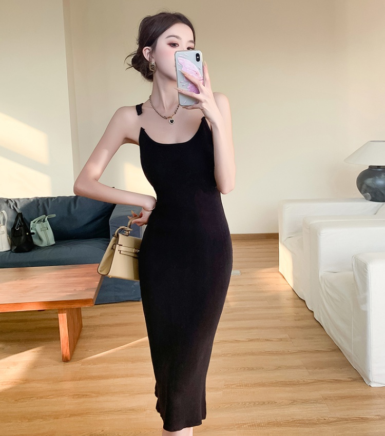 Slim strap dress package hip long dress for women