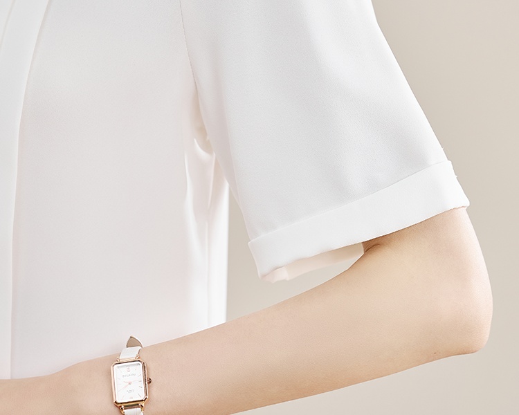 Temperament short sleeve niche white shirt for women