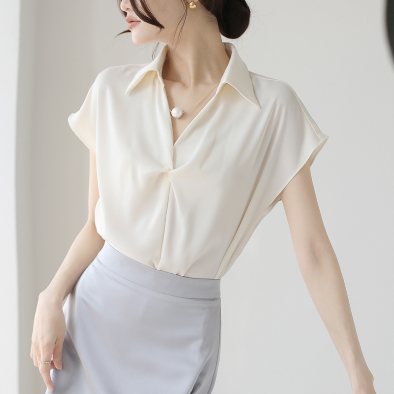 France style commuting shirt short sleeve tops for women