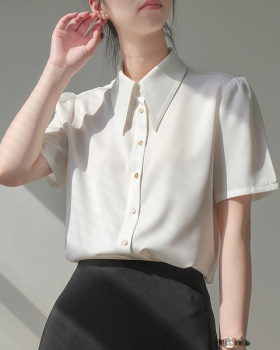 Commuting drape white short sleeve spring and summer shirt