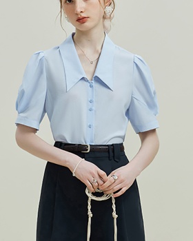 Slim simple shirt show young France style tops