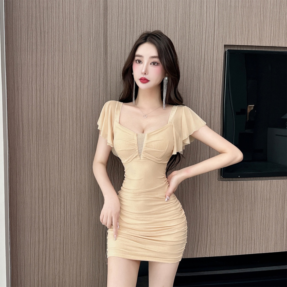 Bottoming package hip sexy gauze sling boats sleeve dress