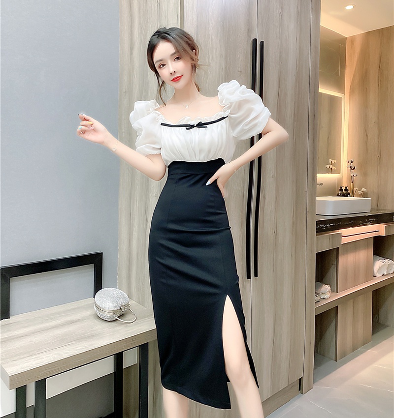 Package hip bow mixed colors long dress fashion summer dress