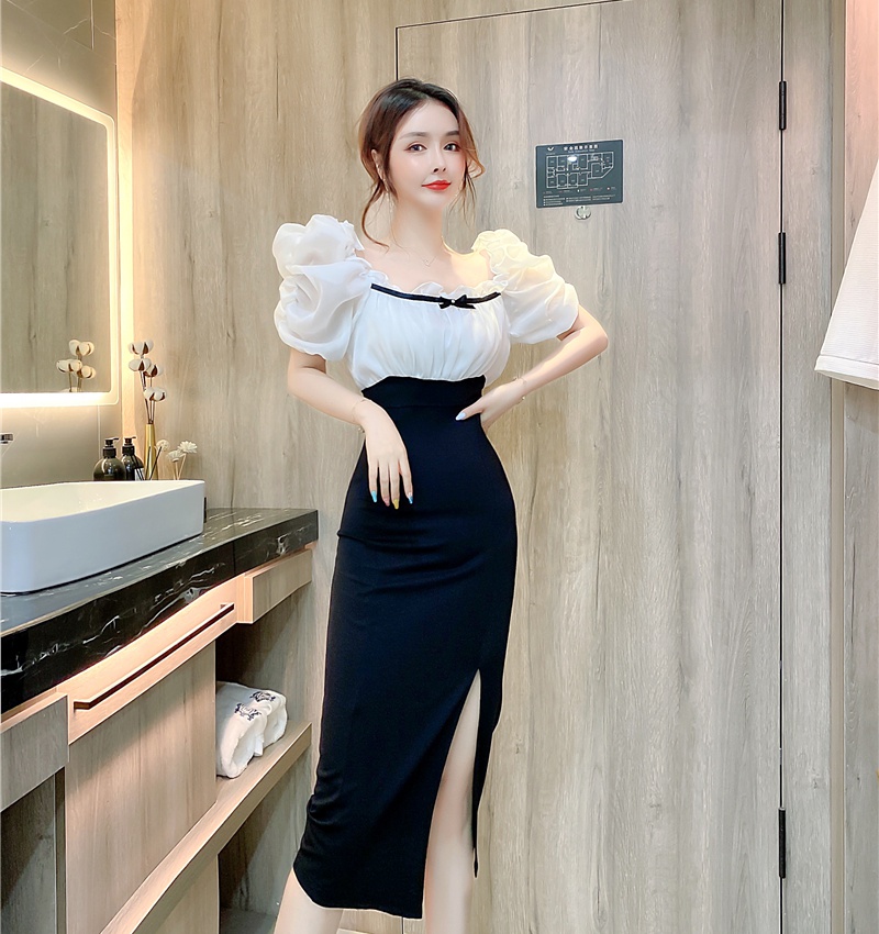 Package hip bow mixed colors long dress fashion summer dress
