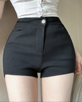 All-match spicegirl black simple slim shorts for women
