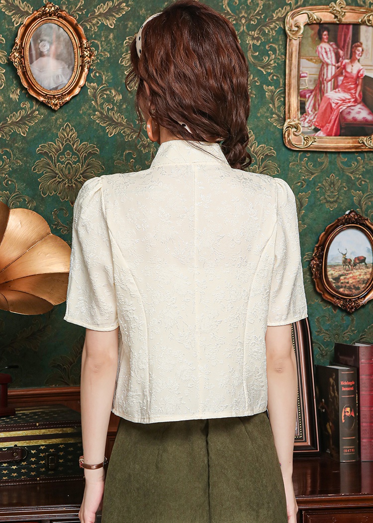 Show young short sleeve retro tops summer real silk shirt