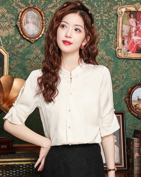 Short sleeve Chinese style tops loose temperament shirt