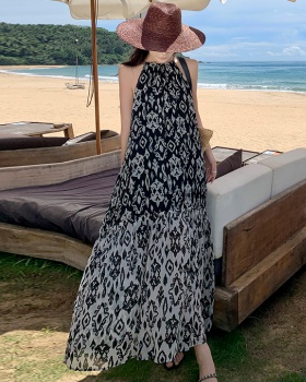 Sling sexy long dress vacation printing dress