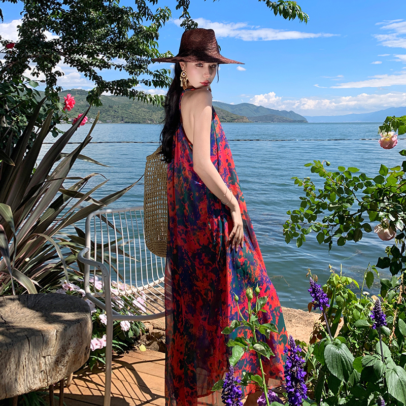 Printing vacation dress