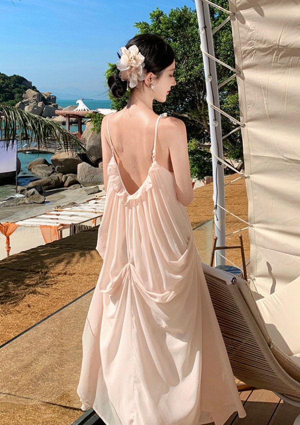 Romantic V-neck vacation sling beautiful dress