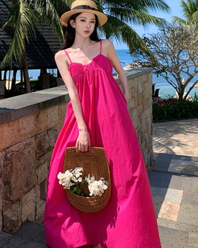 Vacation sandy beach long dress seaside sling dress