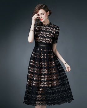 Light luxury long fashion hollow slim lace dress