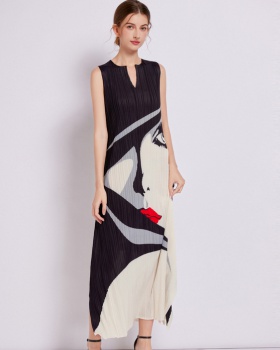 Fashion large yard sleeveless dress printing dress