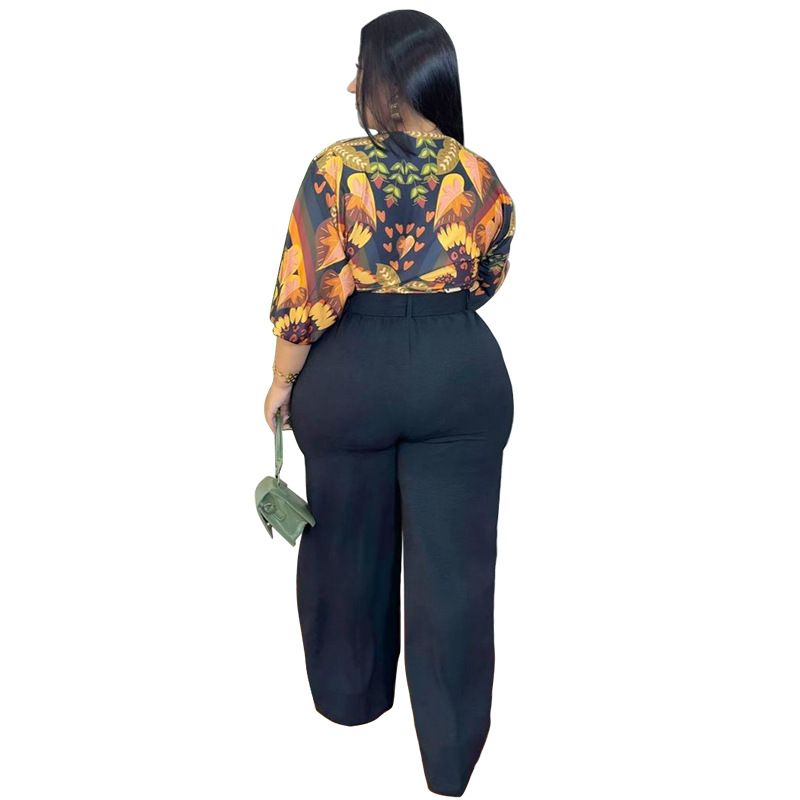 Fashion pure tops lotus sleeve pants a set