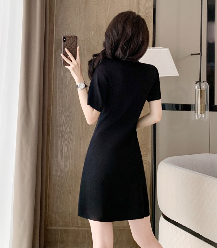 Short sleeve A-line high waist dress for women