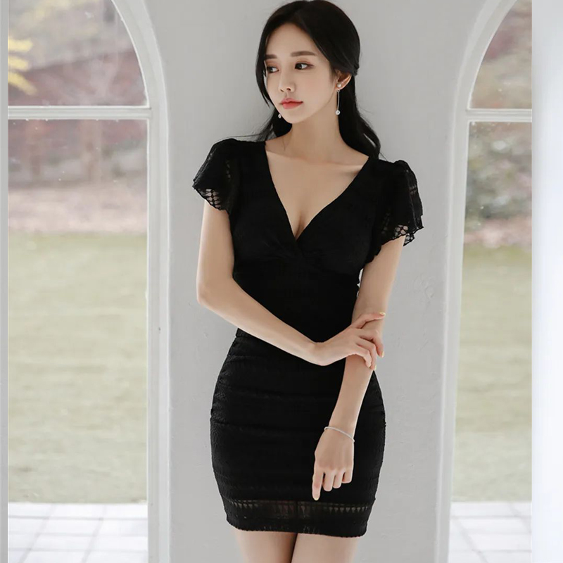 Temperament lace elegant sexy Korean style dress