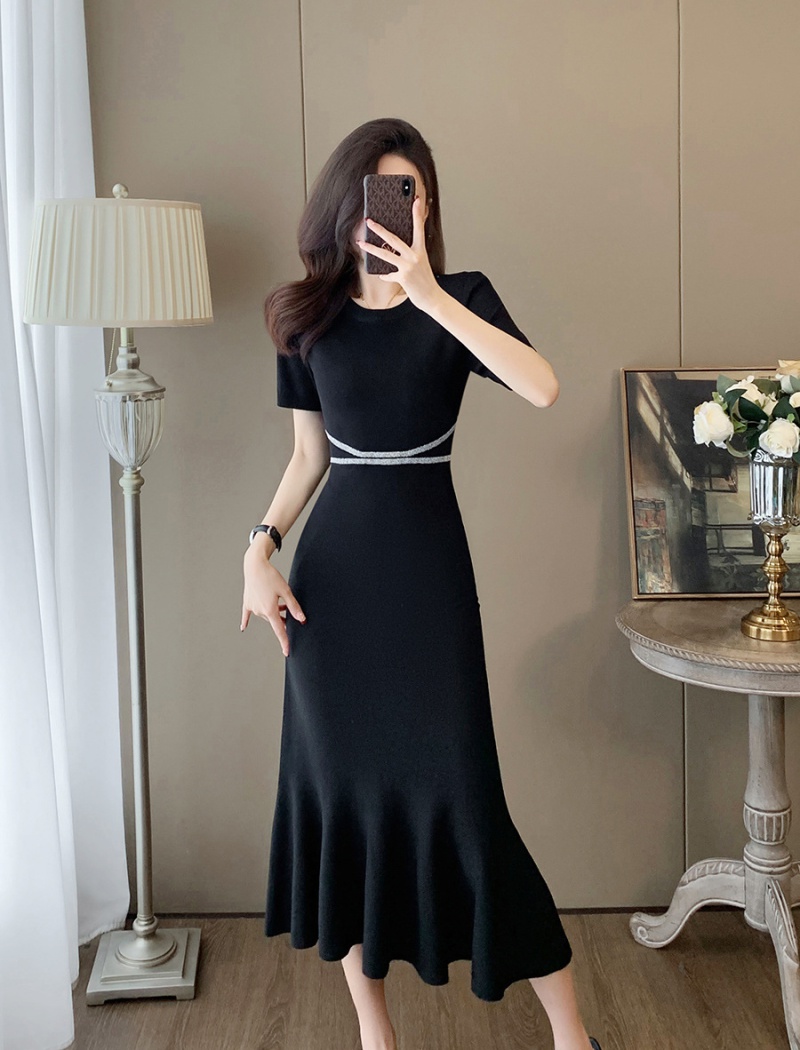 Package hip mermaid knitted dress for women