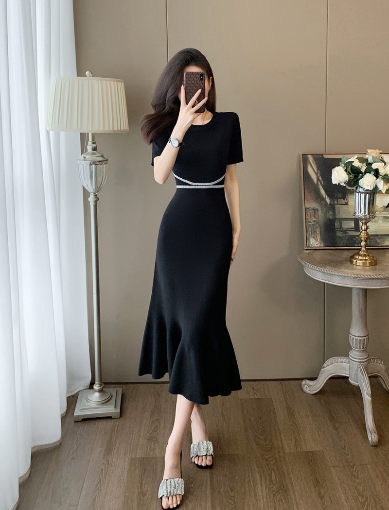 Package hip mermaid knitted dress for women
