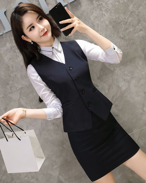 Fashion waistcoat slim business suit 3pcs set for women