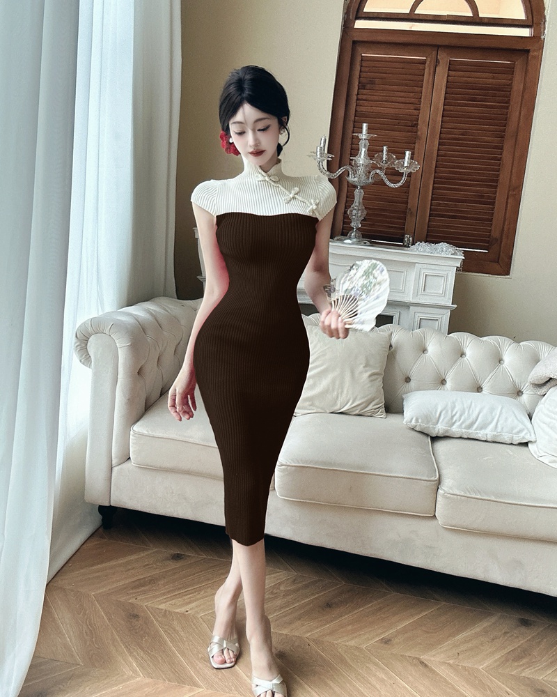 Package hip slim dress mixed colors cheongsam for women