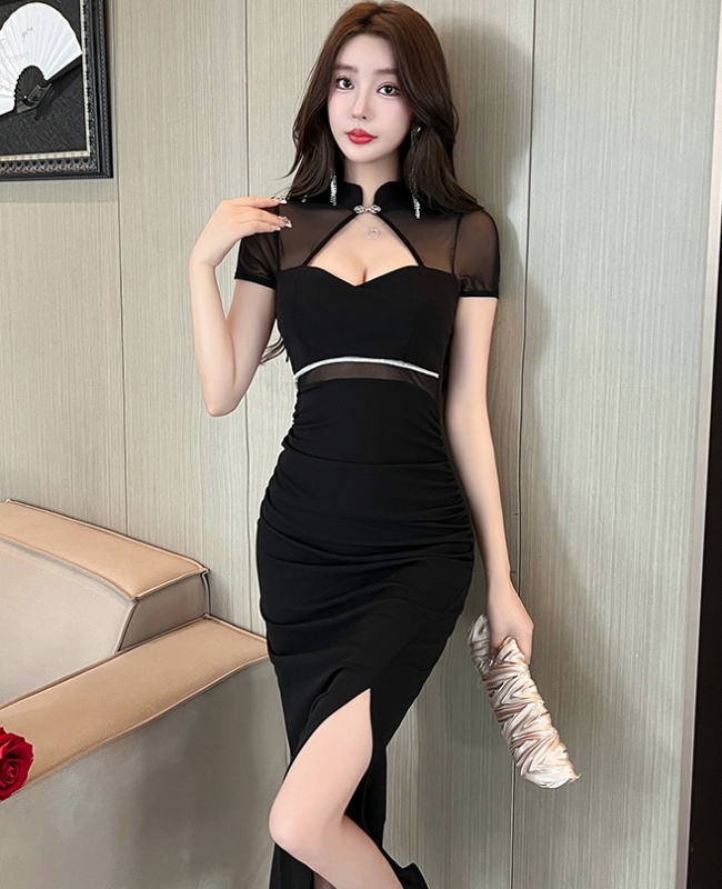 Package hip Chinese style slim dress sexy halter cheongsam