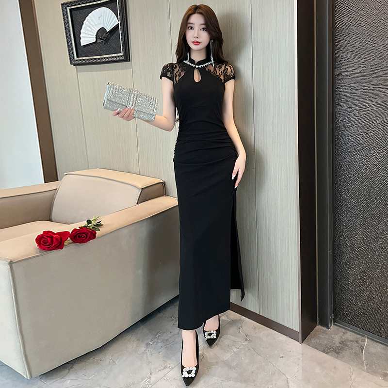 Package hip long dress Chinese style formal dress for women