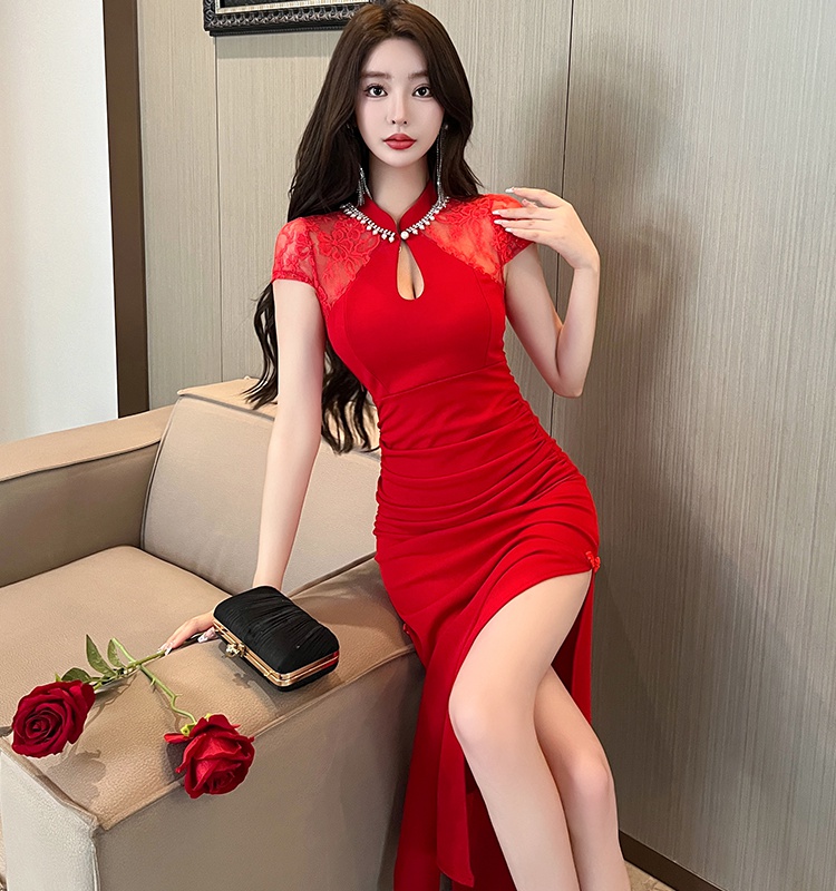 Package hip long dress Chinese style formal dress for women