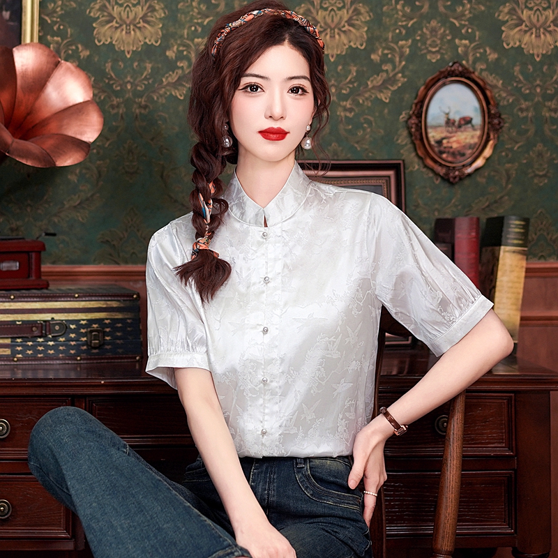 Short sleeve summer tops Chinese style shirt