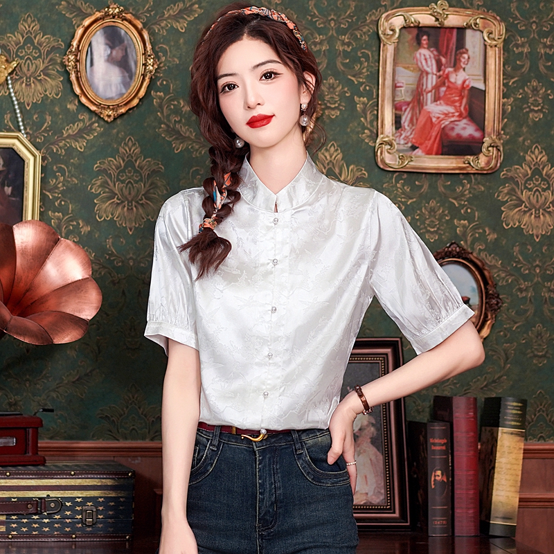 Short sleeve summer tops Chinese style shirt