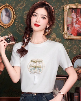Unique embroidery small shirt Chinese style summer tops