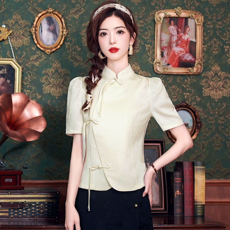 Cstand collar Chinese style shirt niche tops for women