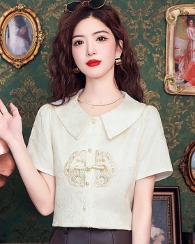 Embroidery Chinese style tops short shirt for women