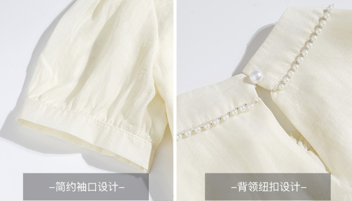 Summer cstand collar tops embroidery shirt for women
