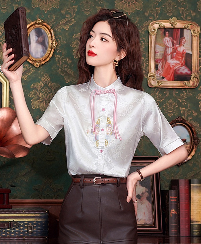 Court style unique horse-face skirt embroidery tops for women