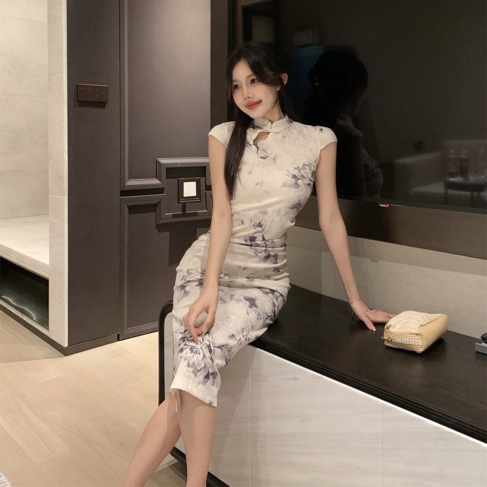 Temperament slim Chinese style long dress