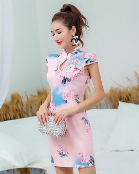 Short Chinese style cheongsam maiden light dress for women
