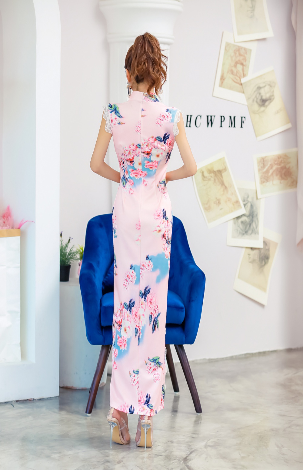 Maiden long Chinese style cheongsam light retro dress