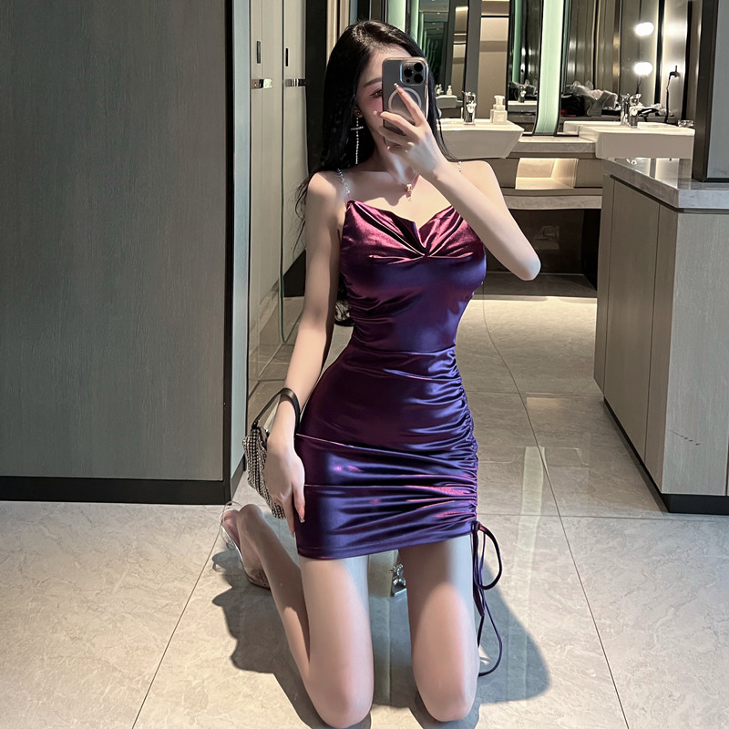 Sling slim formal dress purple dress for women