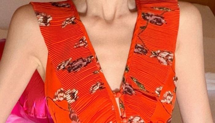 Retro France style floral V-neck chiffon temperament dress
