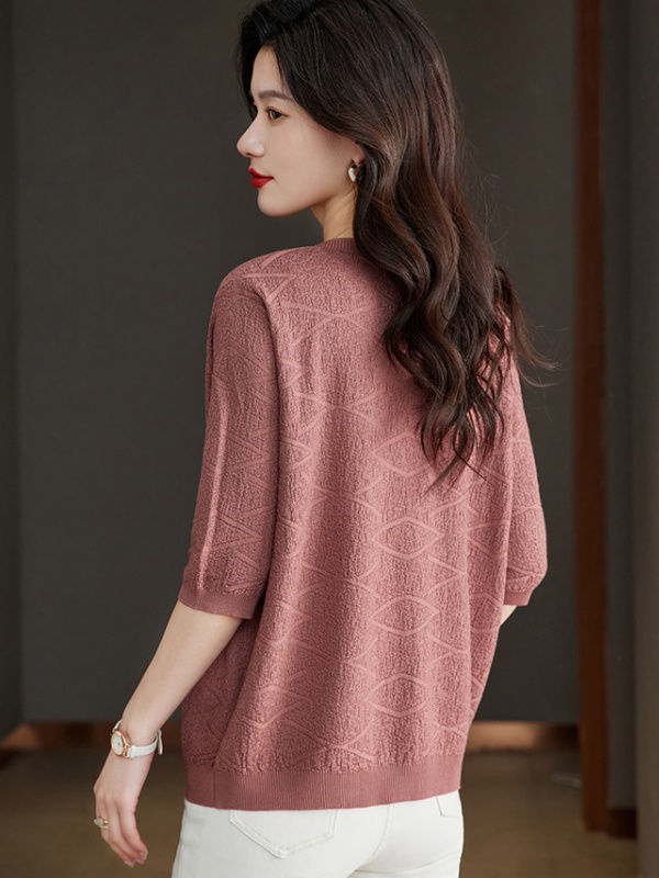 Short sleeve slim tops summer sweater for women